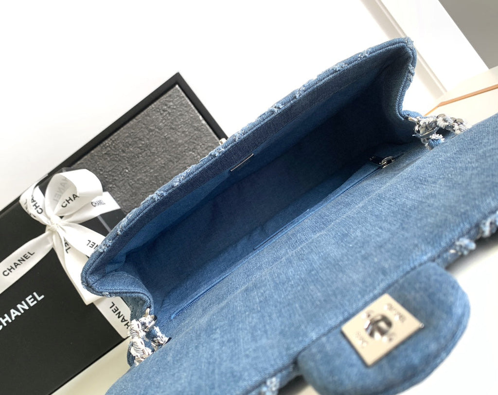 CHANEL MINI 25 CLASSIC BAG IN BLUE COBALT DENIM