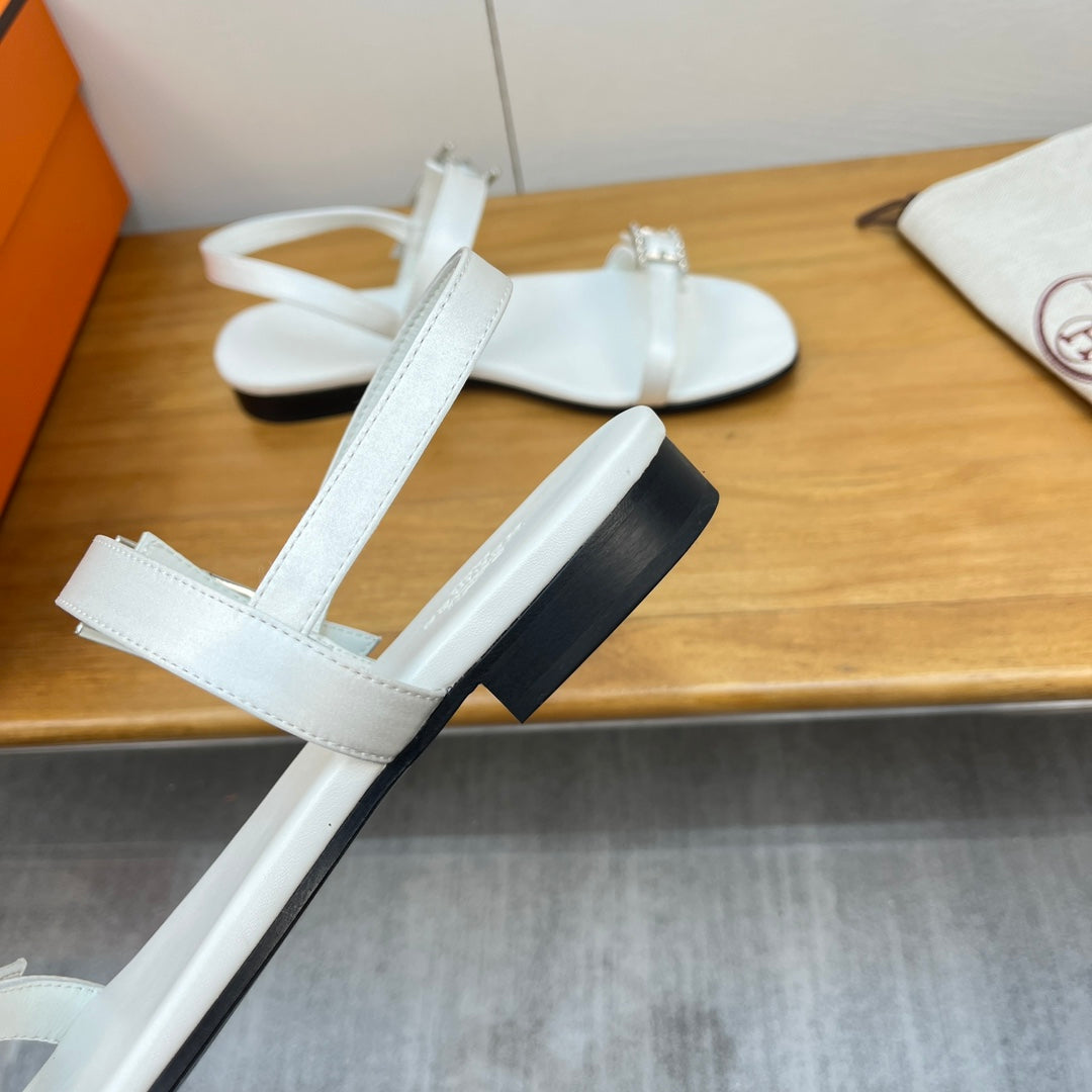 HERMES BUCKLE SANDAL WHITE CALFSKIN