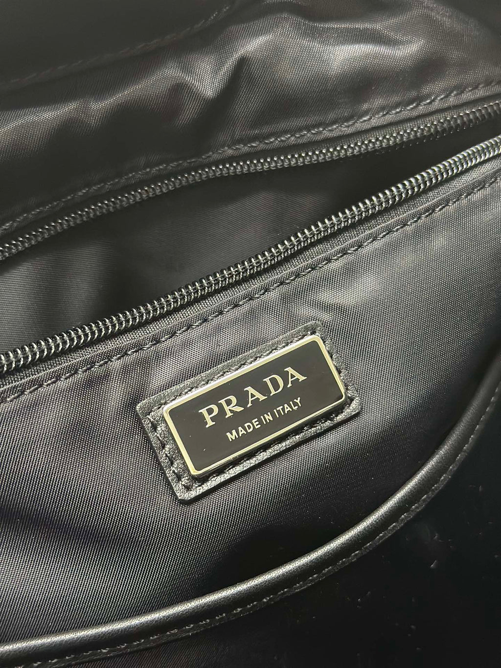 PRADA TRIANGLE LOGO BACKPACK 42 IN BLACK RE-NYLON