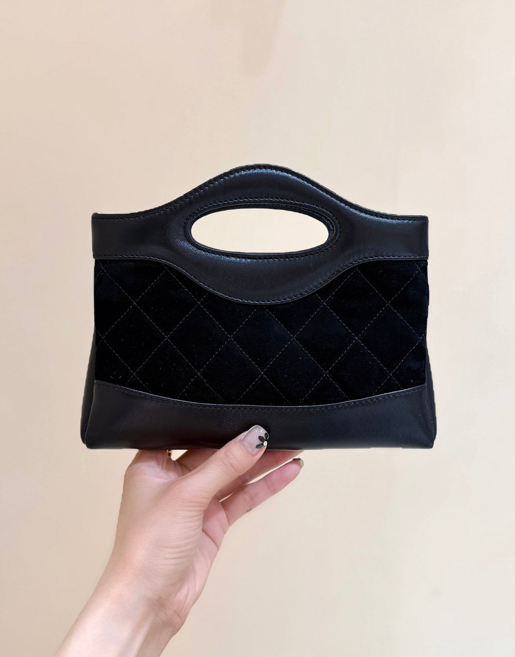 CHANEL 25S  MINI SHOPPING BAG 20 IN BLACK SUEDE CALFSKIN
