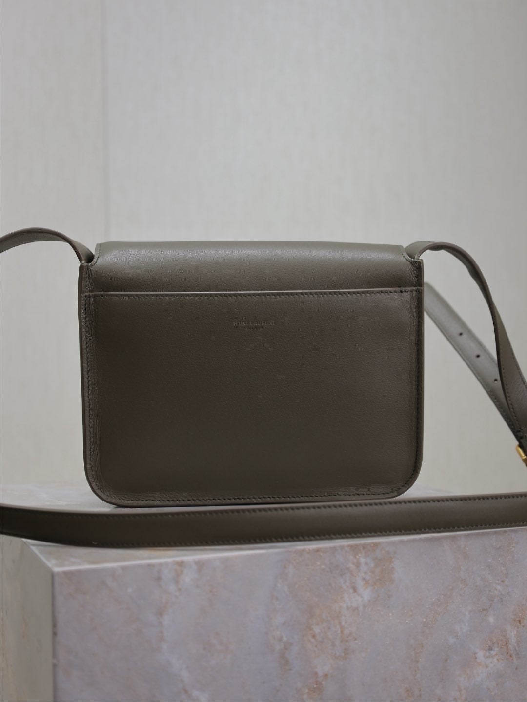 YSL 25S NIKI BABY 22 IN DARK OLIVE BROWN CALFSKIN GOLD HARDWARE
