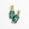 18K  Chanel Green Perfume Bottle Earrings