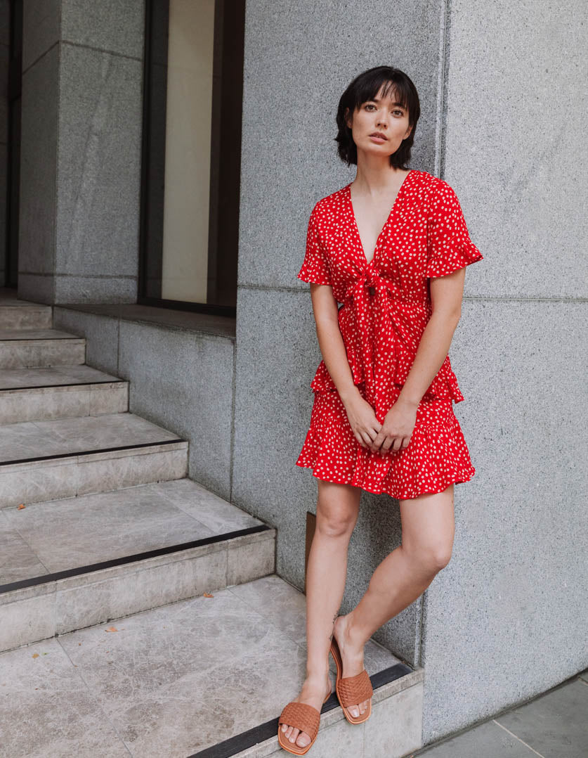 Ellen Dress Dotty Red in Modal