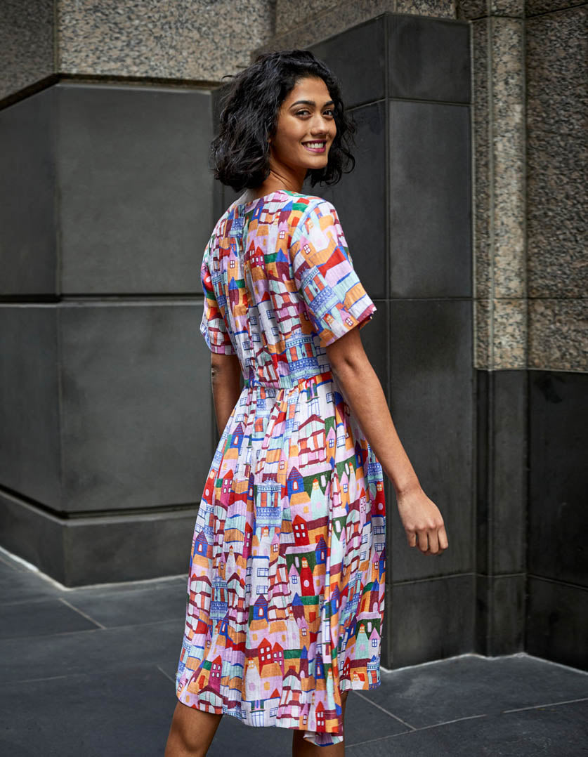 Dorothy Dress Urban Scapes in Linen